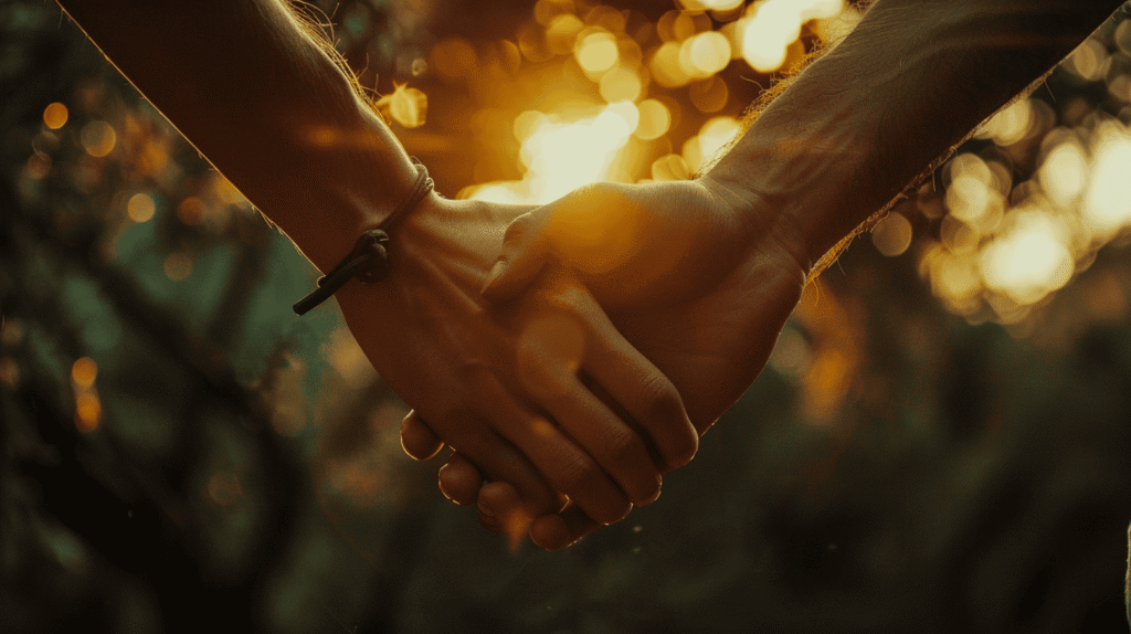 Close up of two people holding hands representing building relationships in sobriety.