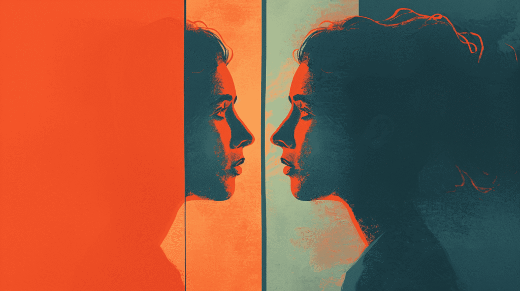 A person looking at themselves in a mirror. Symbolizes self-reflection in recovery.